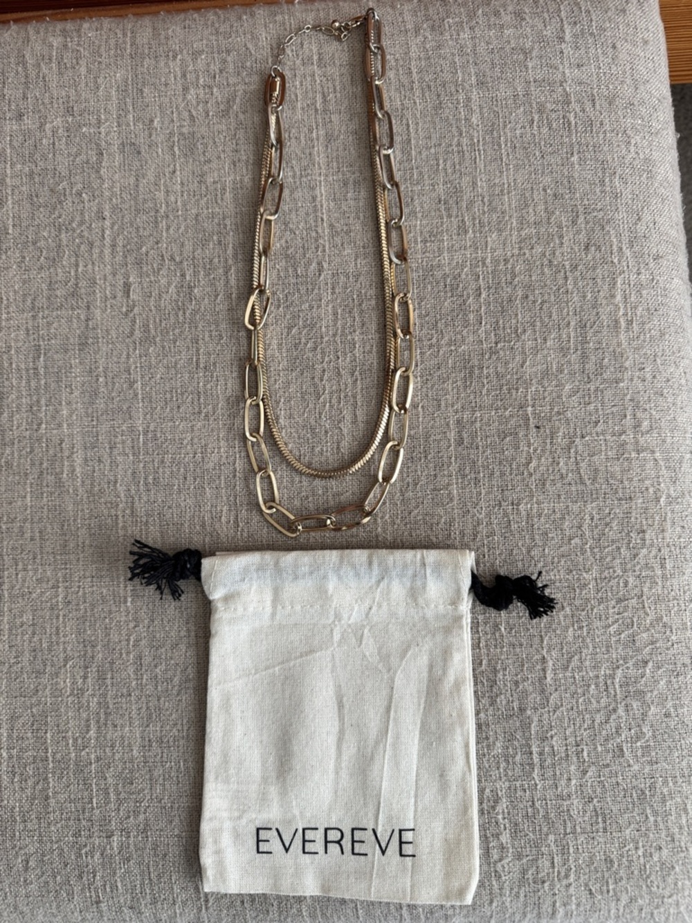 Evereve Double-Layer Gold Link and Snake Necklace